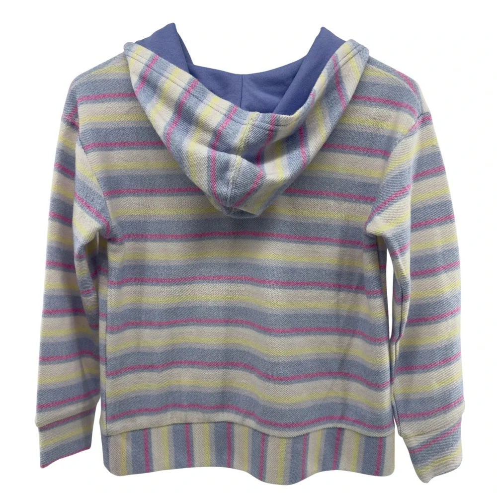 NEW Hurley Girls Beach Hoodie Striped Pullover Sweatshirt Blue Pink Yellow 7/8‎